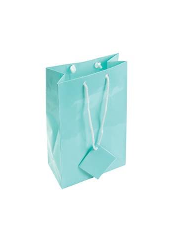 teal blue glossy shopping totes size-c